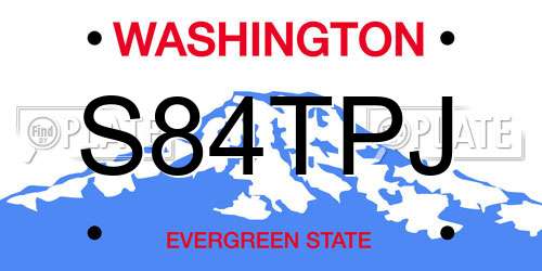 S84TPJ Washington License Plate
