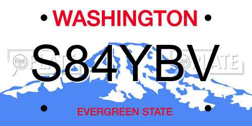 S84YBV Washington License Plate