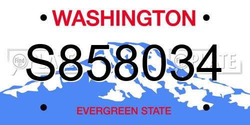 S858034 Washington License Plate