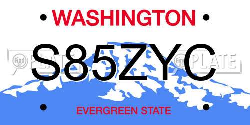 S85ZYC Washington License Plate