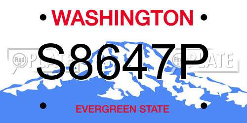 S8647P Washington License Plate