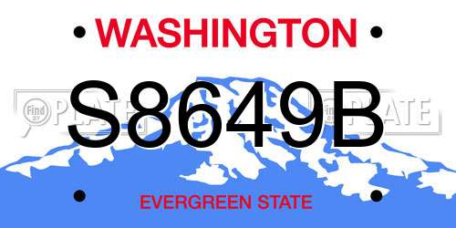 S8649B Washington License Plate