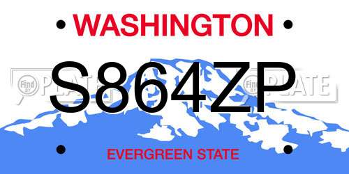S864ZP Washington License Plate