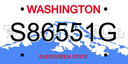 S86551G Washington License Plate