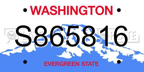 S865816 Washington License Plate