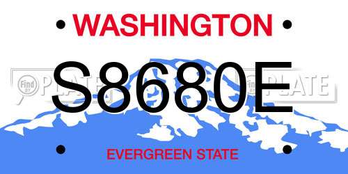 S8680E Washington License Plate
