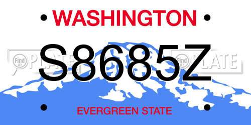S8685Z Washington License Plate