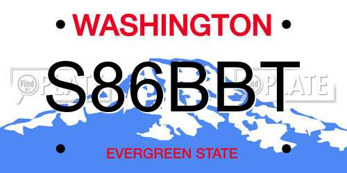 S86BBT Washington License Plate