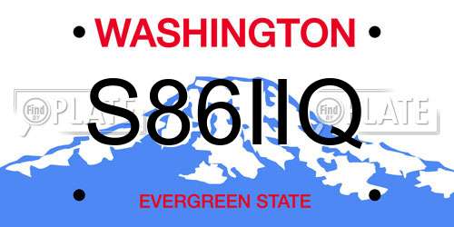 S86IIQ Washington License Plate