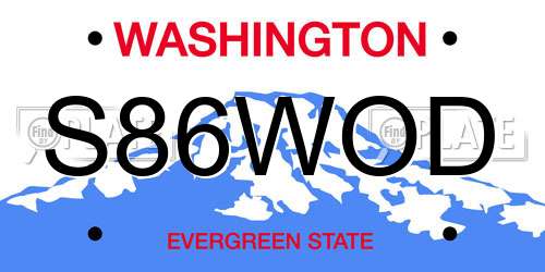 S86WOD Washington License Plate