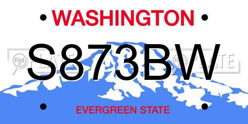 S873BW Washington License Plate