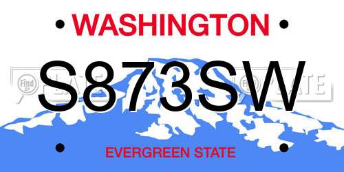 S873SW Washington License Plate