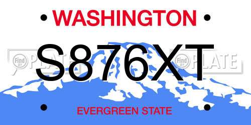 S876XT Washington License Plate