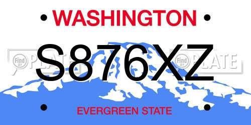 S876XZ Washington License Plate
