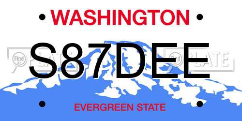 S87DEE Washington License Plate
