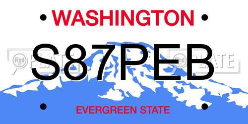 S87PEB Washington License Plate