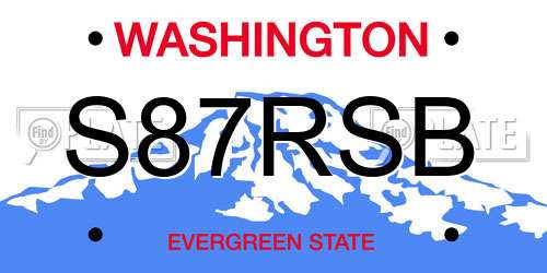 S87RSB Washington License Plate