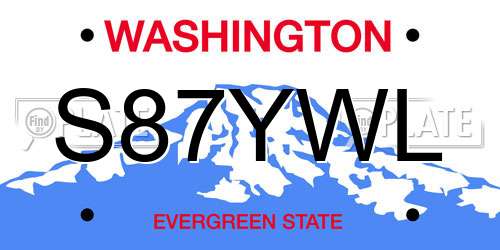 S87YWL Washington License Plate