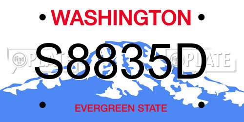 S8835D Washington License Plate