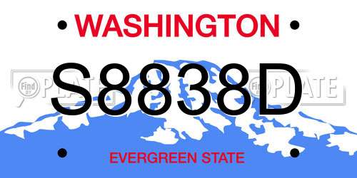 S8838D Washington License Plate