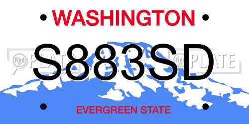 S883SD Washington License Plate
