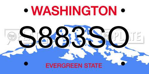S883SO Washington License Plate