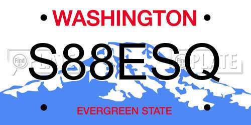 S88ESQ Washington License Plate