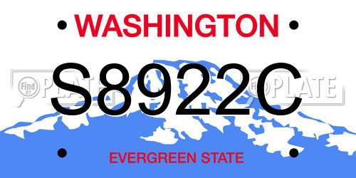 S8922C Washington License Plate