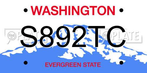 S892TC Washington License Plate
