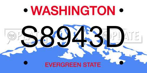 S8943D Washington License Plate