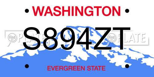 S894ZT Washington License Plate