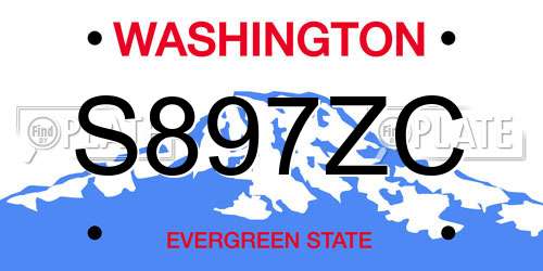 S897ZC Washington License Plate