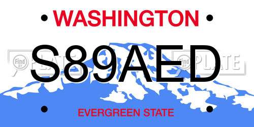 S89AED Washington License Plate