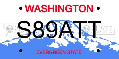 S89ATT Washington License Plate
