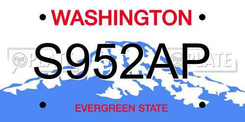 S952AP Washington License Plate