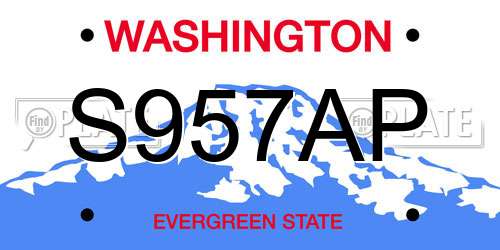 S957AP Washington License Plate