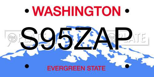 S95ZAP Washington License Plate