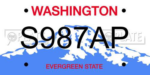 S987AP Washington License Plate