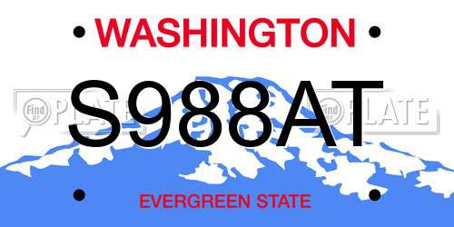 S988AT Washington License Plate