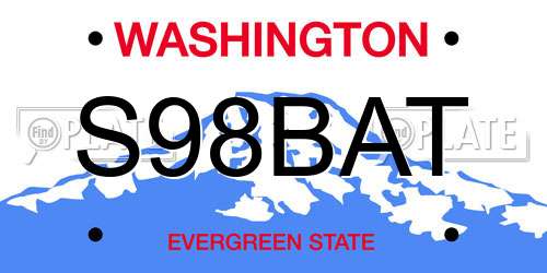S98BAT Washington License Plate