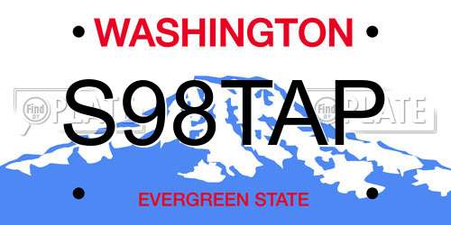 S98TAP Washington License Plate