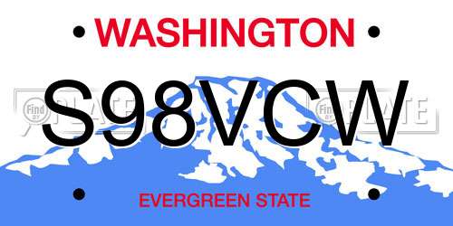 S98VCW Washington License Plate