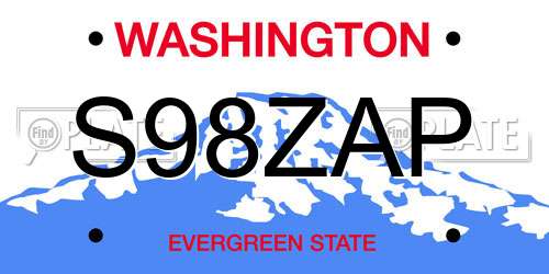 S98ZAP Washington License Plate