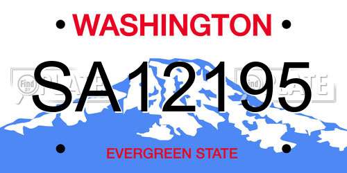 SA12195 Washington License Plate