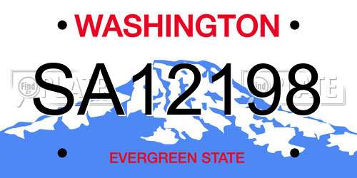 SA12198 Washington License Plate
