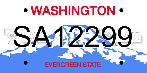 SA12299 Washington License Plate