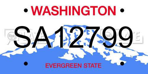 SA12799 Washington License Plate