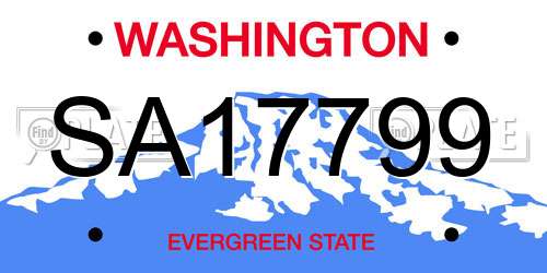 SA17799 Washington License Plate