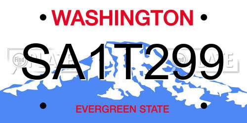 SA1T299 Washington License Plate