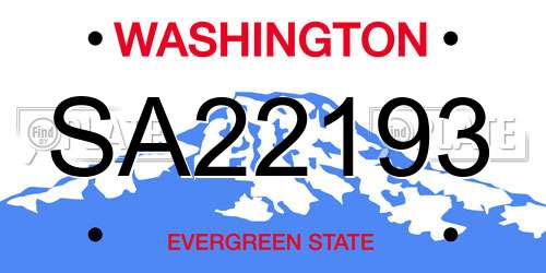 SA22193 Washington License Plate